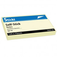 Αυτοκόλλητα χαρτάκια Sticki Κίτρινα 75x125mm 100φ (7655-01)