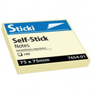 Αυτοκόλλητα χαρτάκια Sticki Κίτρινα 75x75mm 100φ