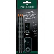 Faber-Castell σετ 3 Μολύβια Grip 2001 με Γόμα & Ξύστρα Μαύρο 217059